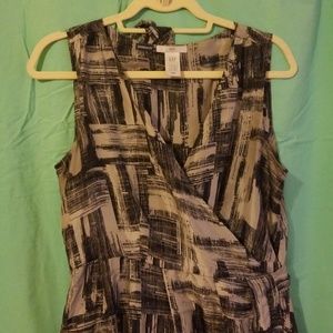 Gap 100% silk wrap dress. Navy blue & grey. 10